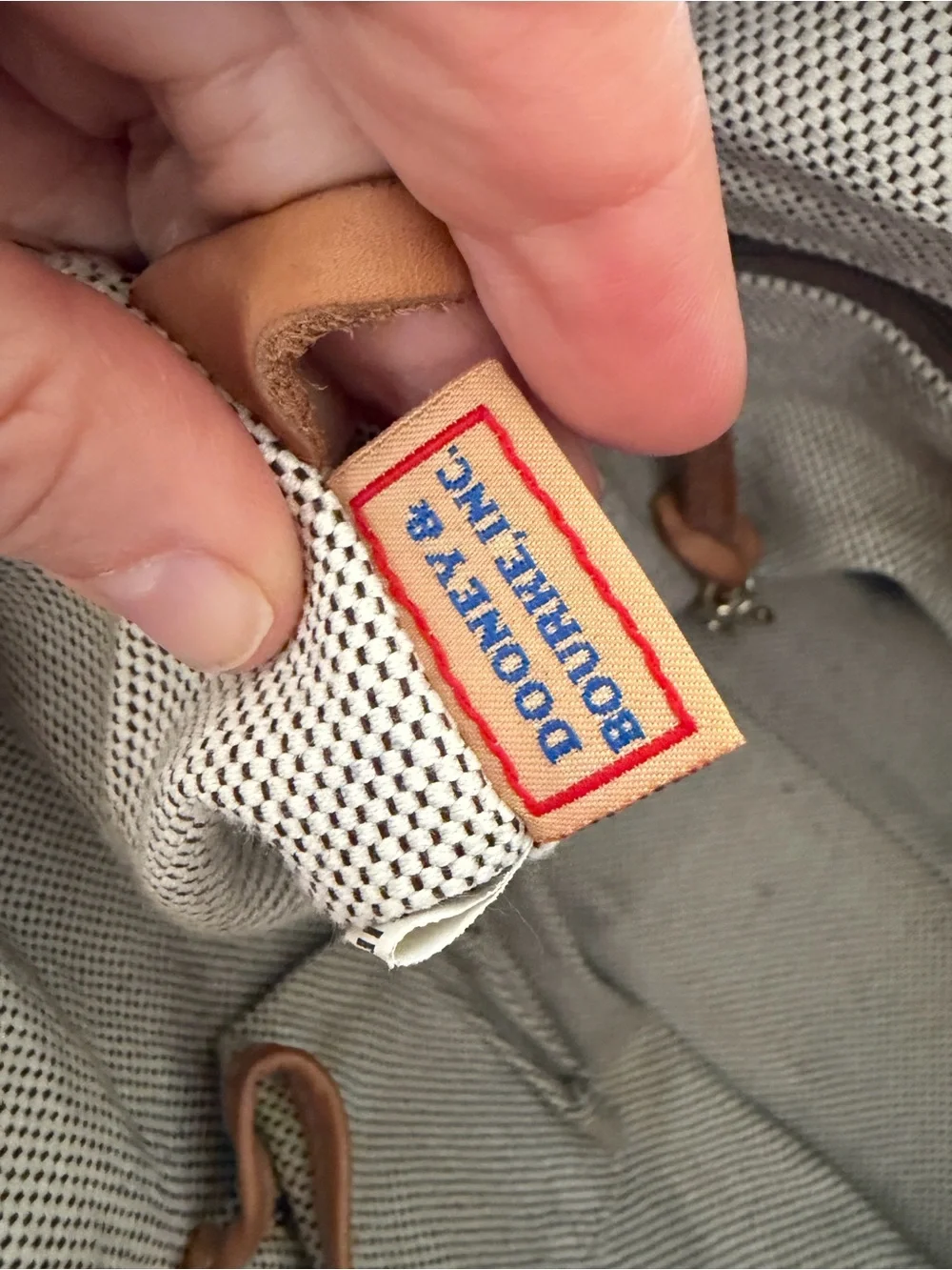 Vintage Dooney & Bourke Blue Monogram Canvas with Brown Leather Trim Satchel